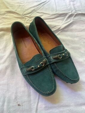Bernardo Teal Suede Slip-On Loafers